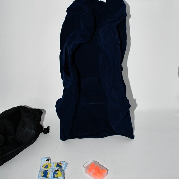 Sunany Inflatable Travel Pillow with Earplugs, Black, NWT - Picture 2 of 3